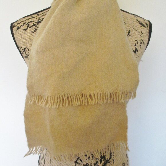 Unisex 100% Lambswool Scarf / Muffler, Beige, Fringe at Ends, West Germany - Picture 2 of 5